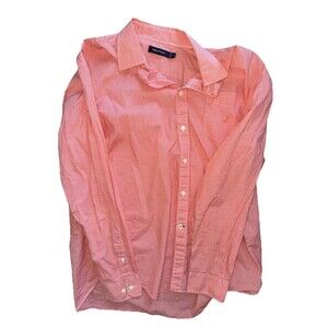 Nautica Mens XL Orange Check Long Sleeve Button Down Dress Shirt